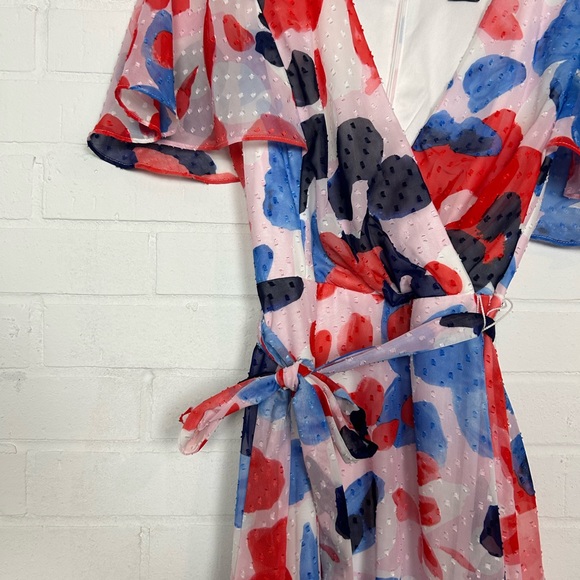 DKNY Watercolor Print Dress with Flare Sleeves - Picture 3 of 5